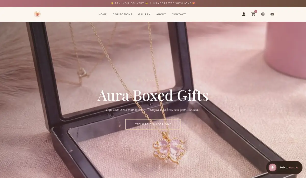 Aura Boxed Gifts Website Screenshot