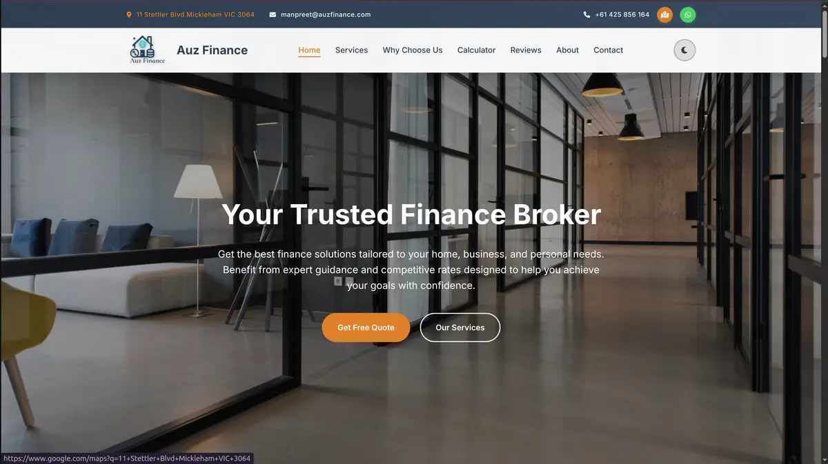 Auz Finance Website Screenshot