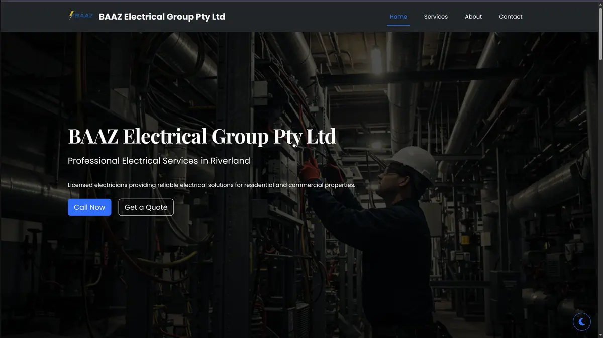 BAAZ Electrical Group Website Screenshot